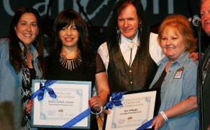 Rodica Isabella Shaldan and Ron Whitaker receive an appreciation certificate from Santa Clarita Food Pantry  at The Canyon Club during a performance at The Canyon Club © Bourgeois Magazine LA