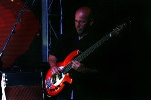 (Bass player) Dave Marotta during a performance with The Carl Verheyen Band at Bogies Bar, Jun 12, 2014 Bourgeois Magazine LA